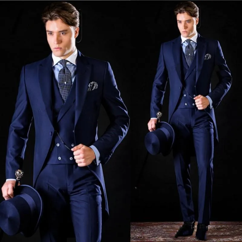 

Handsome One Button Groomsmen Peak Lapel Groom Tuxedos Men Suits Wedding/Prom Best Blazer ( Jacket+Pants+Tie+Vest) A186
