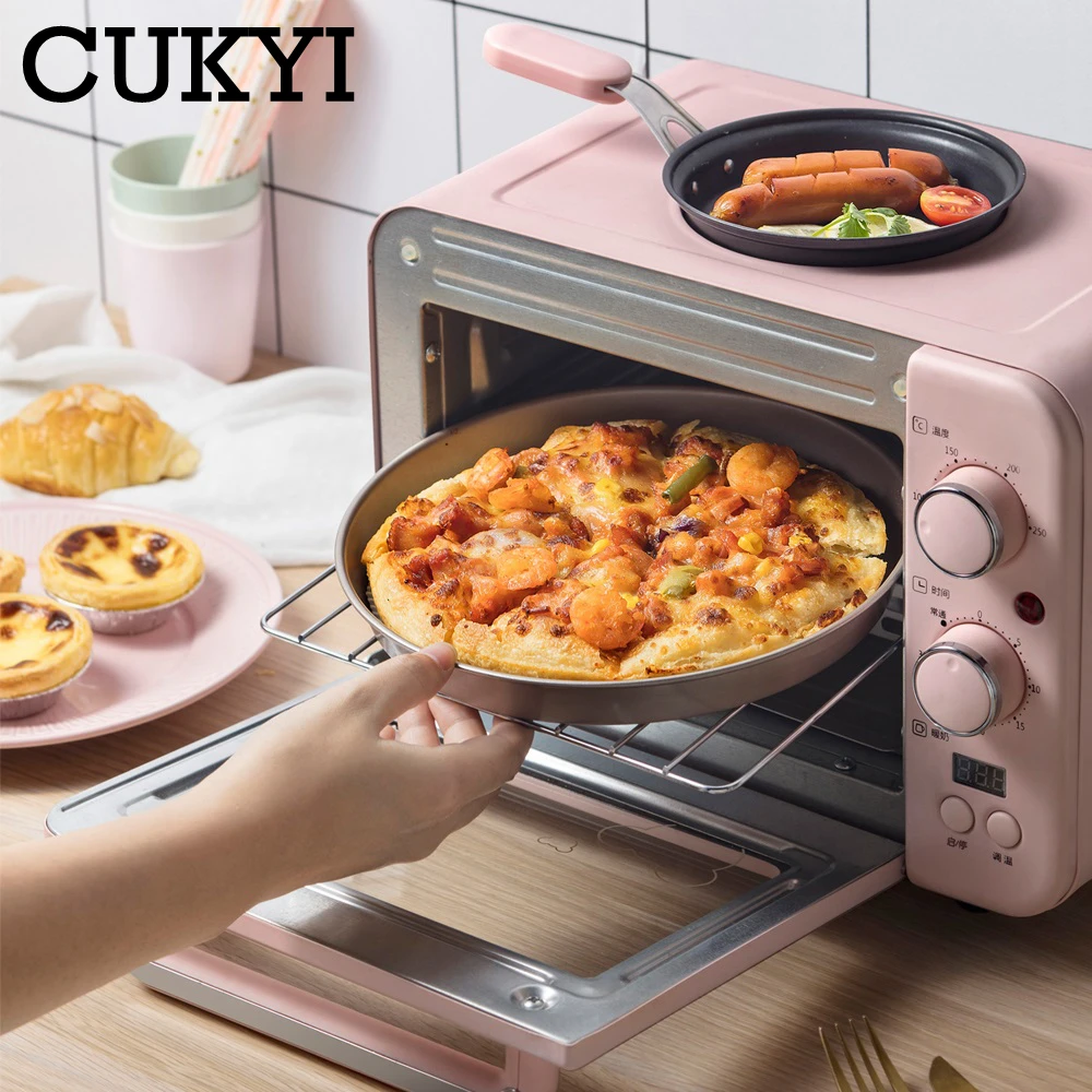 CUKYI Multifunction 3 in 1 breakfast machine 8L Electric mini Oven Coffee maker eggs frying pan household bread pizza oven grill