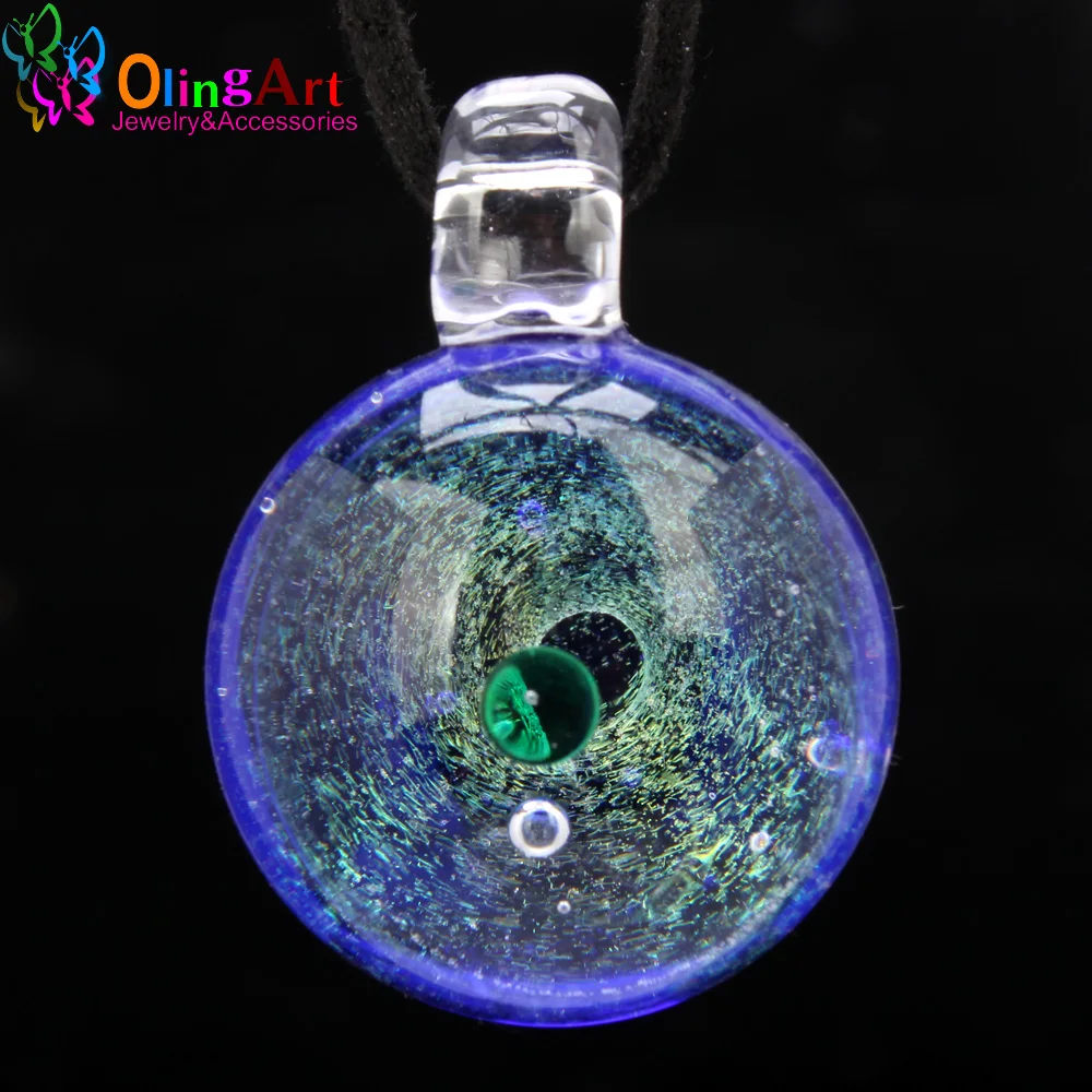 New Lamp work beads 1PCS Dia 23MM Round Fantastic Starry Milky Way shape Hand made glass Pendant DIY Jewelry making