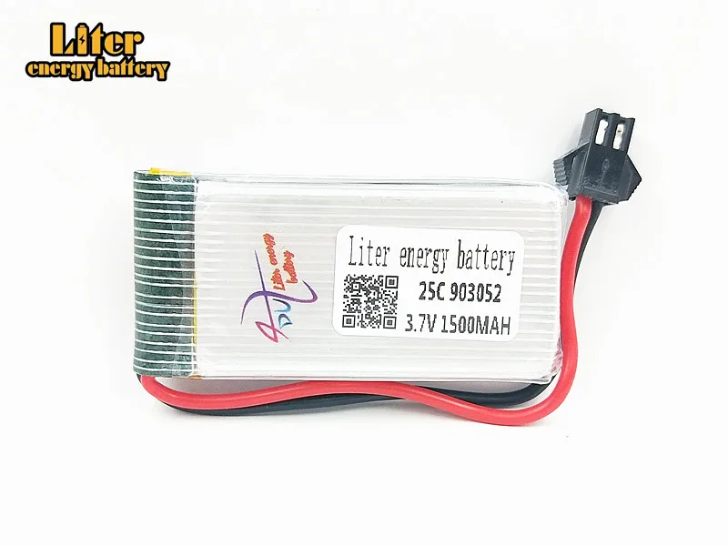 3.7V 1500mAH Remote control aircraft helicopter lithium battery 3.7V 1500mAH 25C discharge SM black plugs 903052