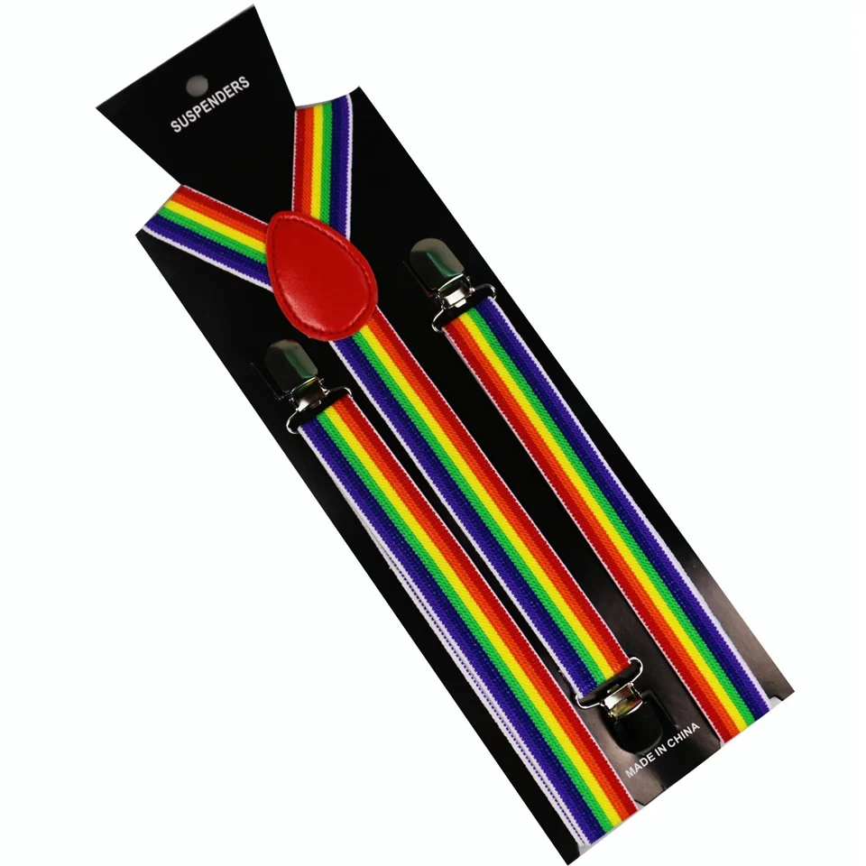 2019 New Men Women Suspenders Red Rainbow Colorful Striped Suspender Y-back Braces