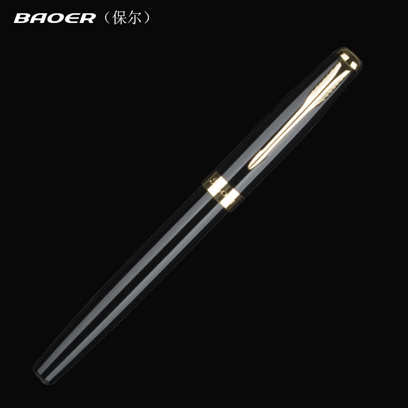 

Stationery Promotion Baoer 388 Series Fashion Smooth Black Rollerball Pen Luxury Metal Gift Ballpoint Pens for Writing