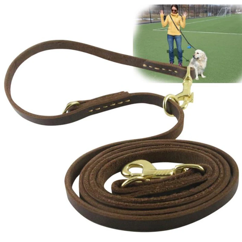 

High Quality Dog Training Leash Handmade Real Leather Pet P Leashes Long Pulling Rope for Medium Big Dogs Pet Walking Leads