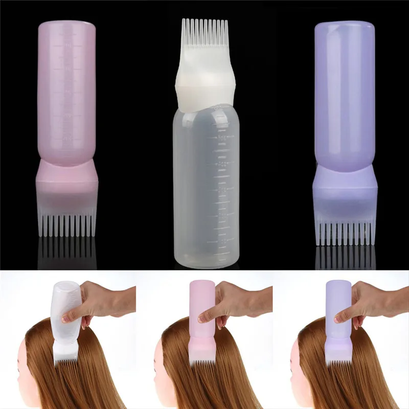 120ML Hair Dye Bottle Applicator Brush Dispensing Salon Hair Coloring Dyeing Gift For Girls Hair Dry Cleaning Bottle Drop Ship