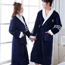 Warm Flannel Couple Robe Long Sleeve Winter Nightgown #3