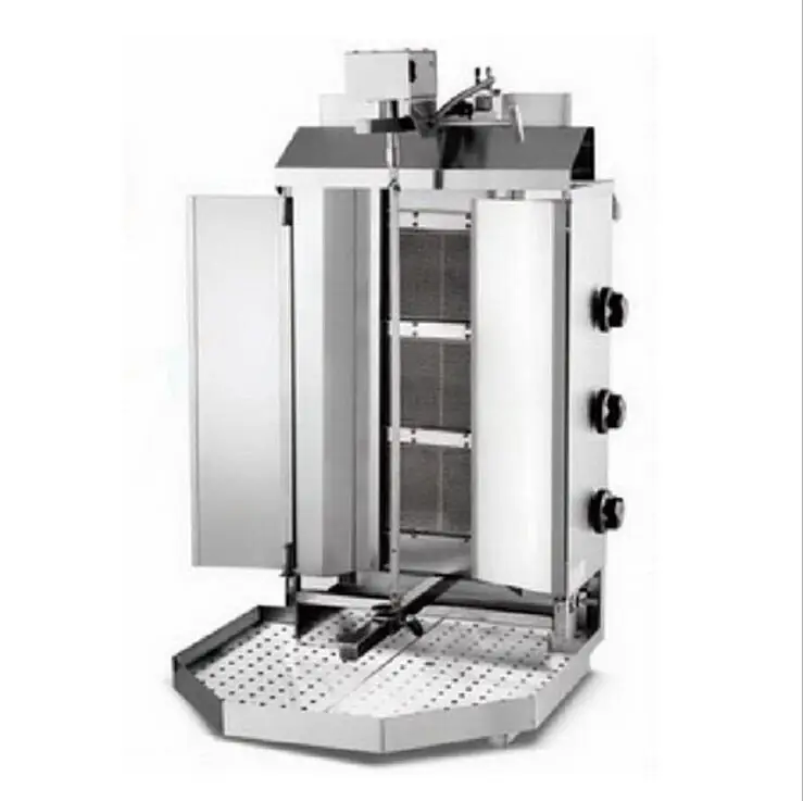 Commercial Rotation Lpg / Ng Gas Doner Kebab Machine 4 Burners Gas Gyros Shawarma Machine Vertical Rotisserie Broiler With Door