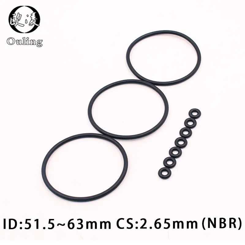 

10PCS/lot Rubber Ring NBR Sealing O-Ring 2.65mm Thickness ID51.5/53/54.5/56/58/60/61.5/63mm Nitrile O Ring Seal Gasket Rings