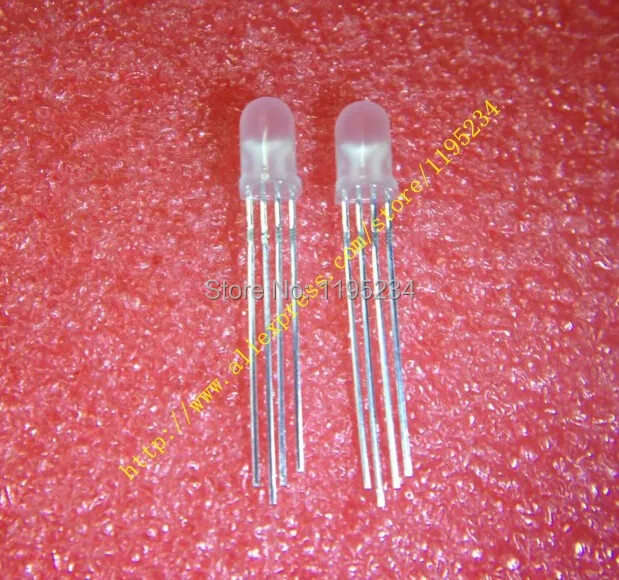  100pcs 5mm RGB LED Common Cathode Tri-Color Emitting Diodes f5 RGB Diffused