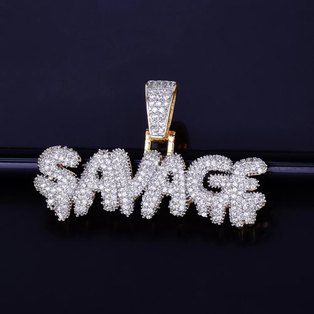 Savage Drip Pendant Bling Cubic Zircon Men's Hip Hop Necklace Jewelry