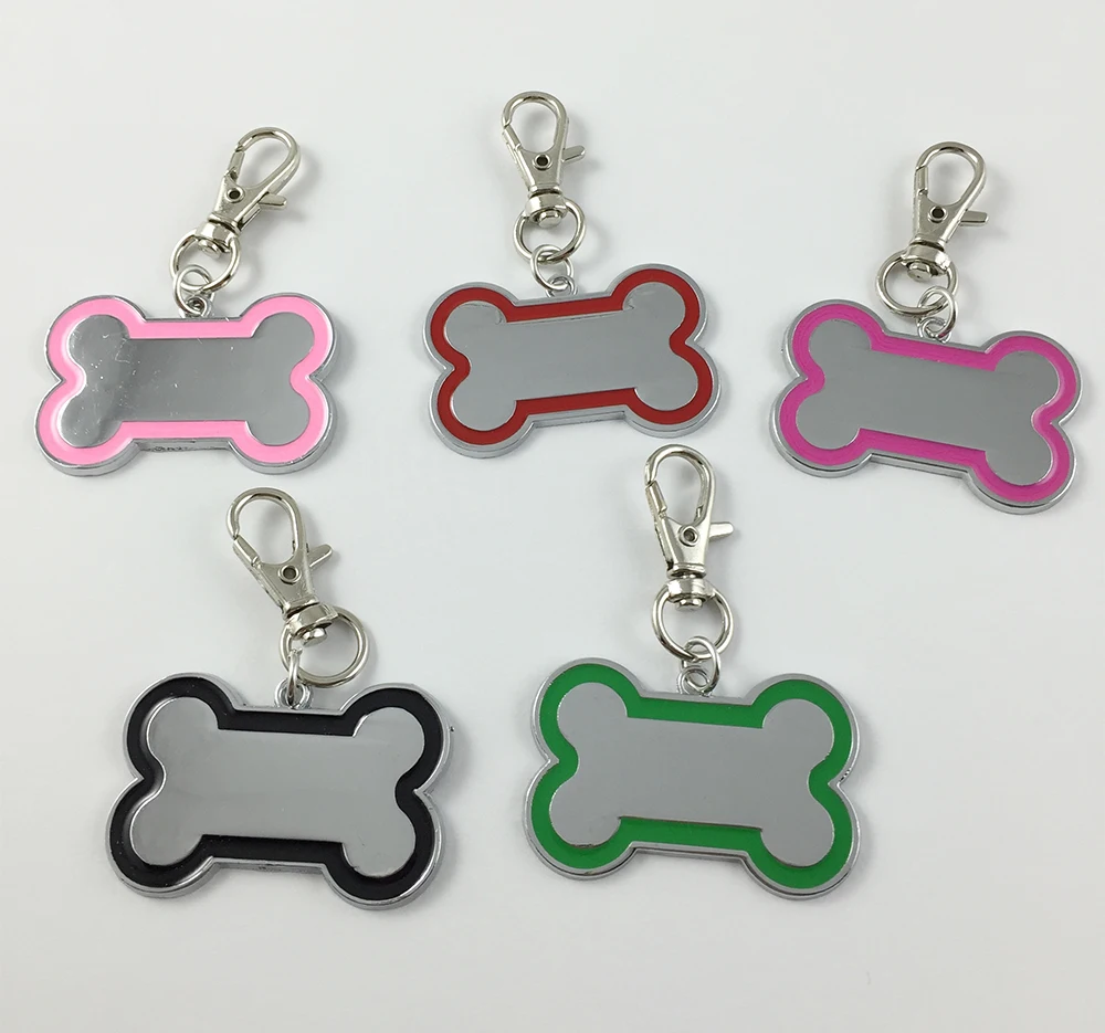 100 pcs/lot  Creative cute Stainless Steel Bone Shaped DIY Dog Pendants Card Tags For Personalized Collars Pet Accessories