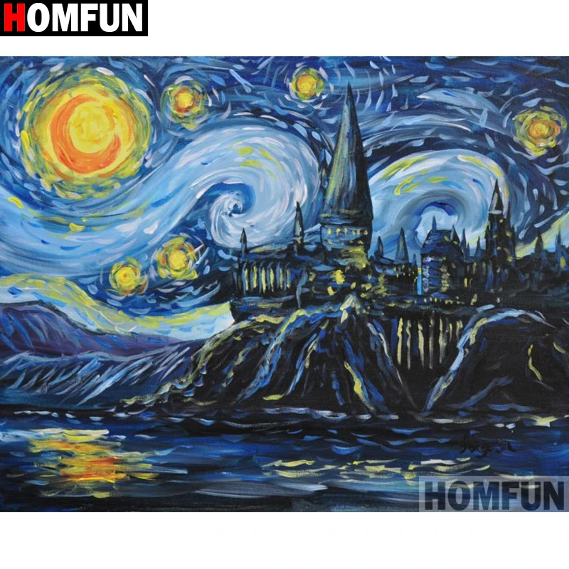 HOMFUN punta quadra/rotonda 5D pittura diamante DIY \