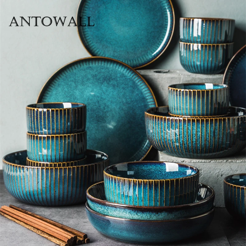 ANTOWALL European Household ceramic tableware set good looking dish plate bowl  star light series Chinese dishware set