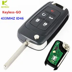 KEYECU Replacement Keyless-GO Remote Key Fob 433 MHZ ID46 Chip 5Button Model with Remote Start for Chevrolet Cruze Malibu Impala