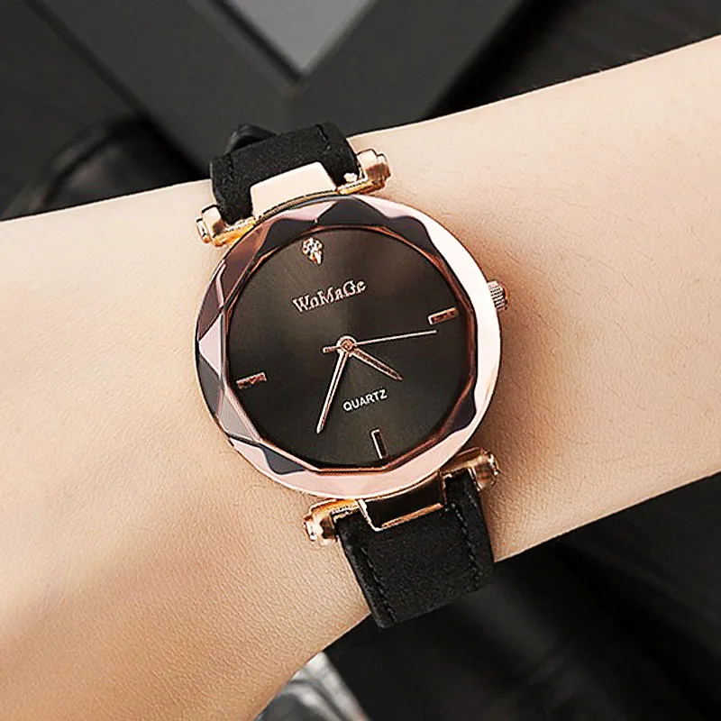 

Womage Luxury Women Watches Rose Gold Fashion Women Starry Sky Watches Leather Strap Quartz Wristwatches Women relogio feminino