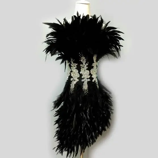 Phong cách mới Latin trang phục múa sexy cao cấp feathers nhảy latin váy cho phụ nữ latin phục thi nhảy khiêu vũ S-4XL