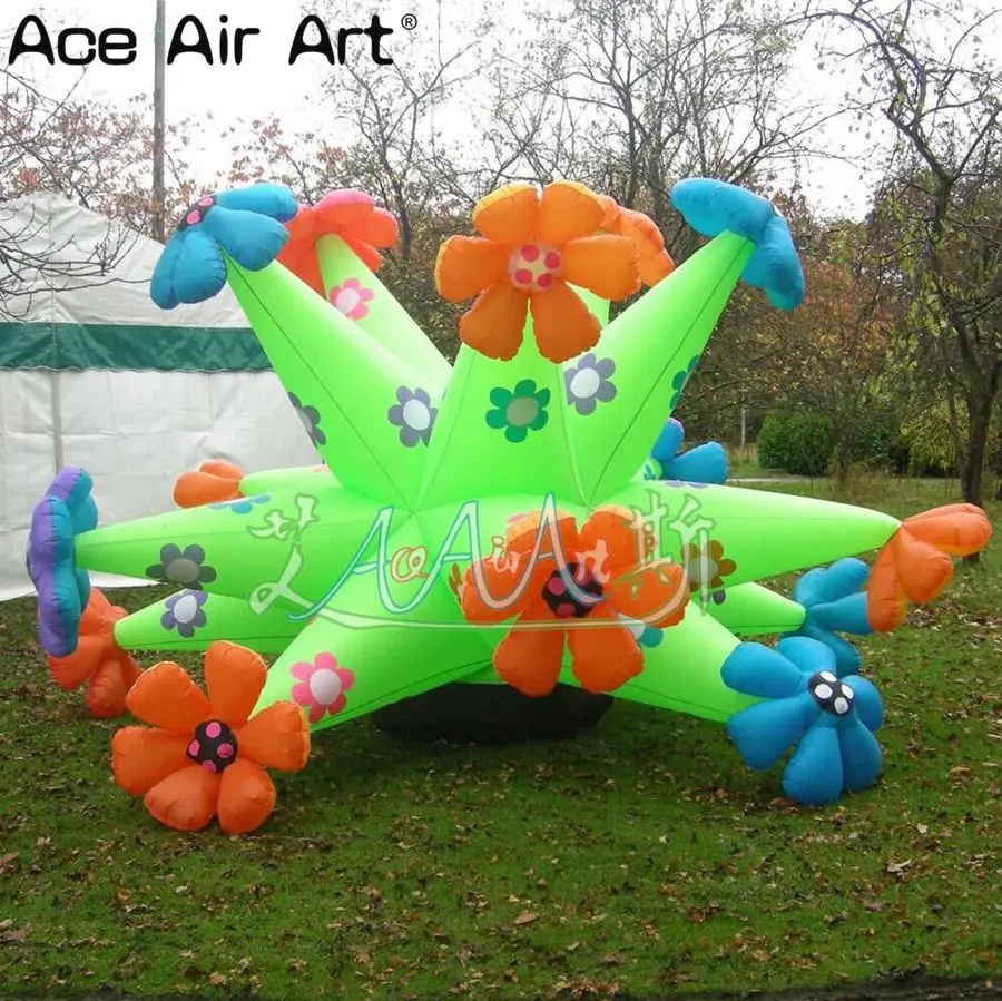 Giant Inflatable Flower Clusters with Base Air Blower for Lawn and Outdoor Decoration