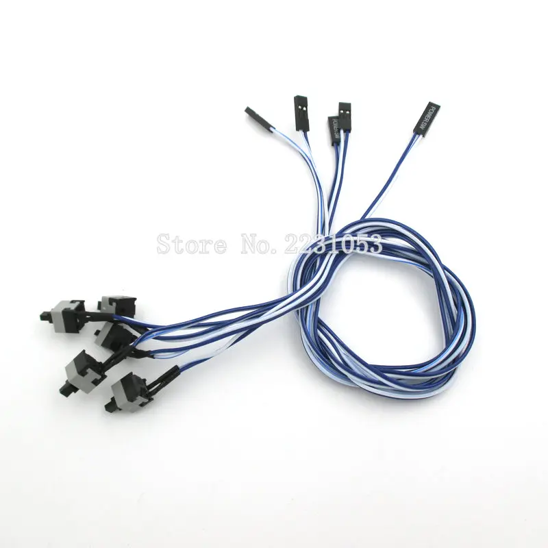 5PCS PC Power Momentary Push Button Switch Connector Cable Reset Line Length 50cm