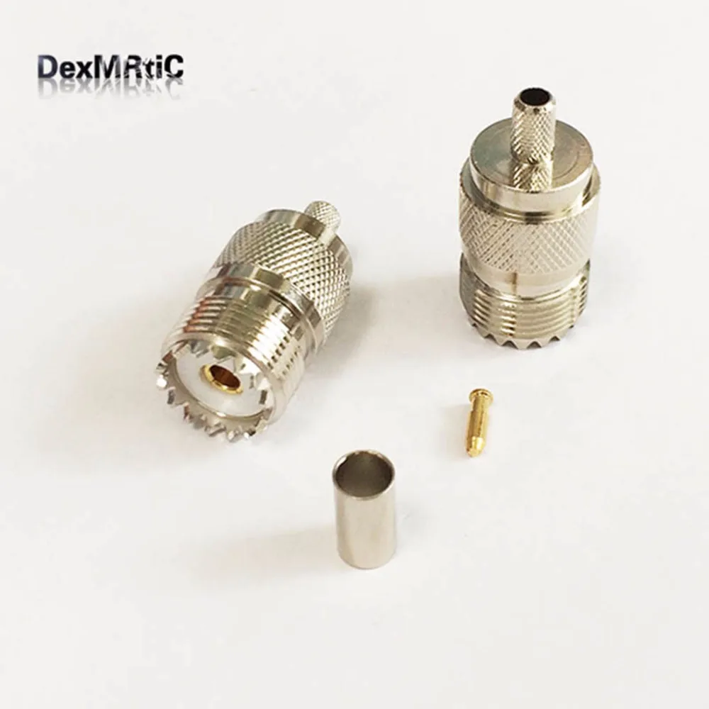 1pc  UHF female jack   RF Coax Connector   Crimp  RG58,RG142,RG400,LMR195  for  Straight  Nickelplated  NEW wholesale