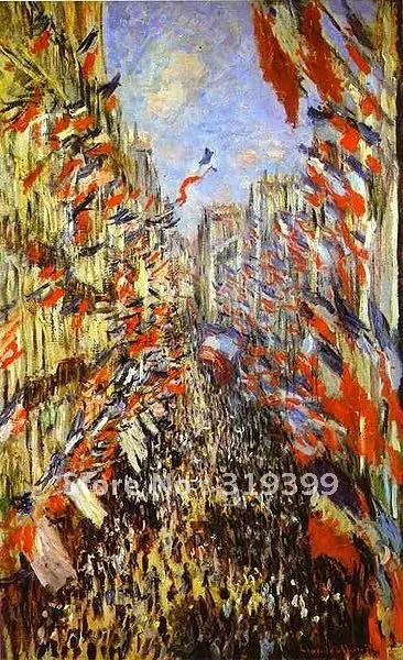 

Claude Monet Linen canvas Oil Painting Reproduction,Rue Montorguei ,handmade,Free Fast Shipping,Museum Q