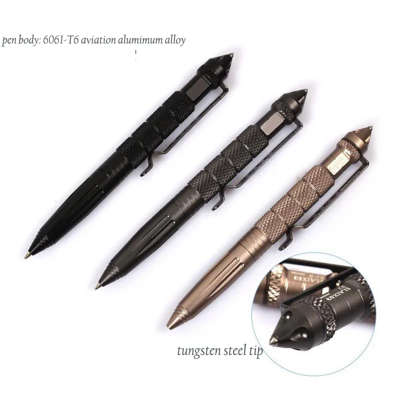 Cool  Metal Ballpoint Pen Aviation Aluminum Alloy Anti-slip Self Defense Tactical Pen Multi-functional Tools Pen Black Ink