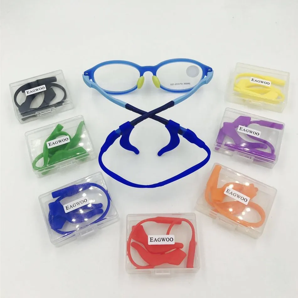 Eagwoo, cadena de silicona para gafas para niños, cordón antideslizante para gafas, correa para la cabeza, banda de seguridad para gafas para niños, cadena suave colorida