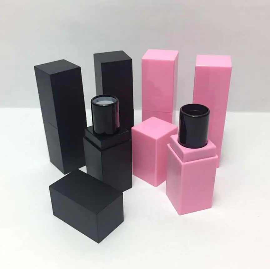 200pcs empty plastic lipstick tube ,black outer square shape inner DIY lipstick tube,Inner cup dia 12mm
