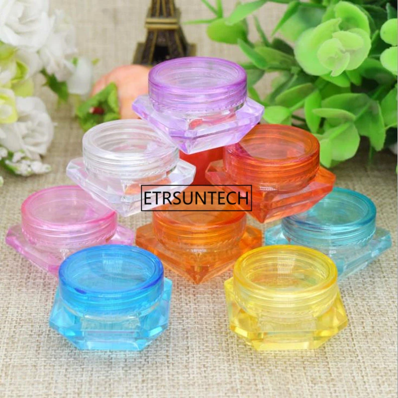 2g DPlastic Refillable bottle jar Cream Eye Gel Small Lipstick Sample Cosmetic Containers bank F1212