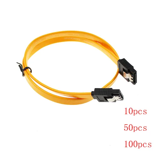 Imagen 1 del producto 10 Uds 50 Uds 100 Uds 40cm Serial SATA 3 RAID datos HDD disco duro Cables de señal amarillo recto de alta velocidad SATA 2 Cable de datos