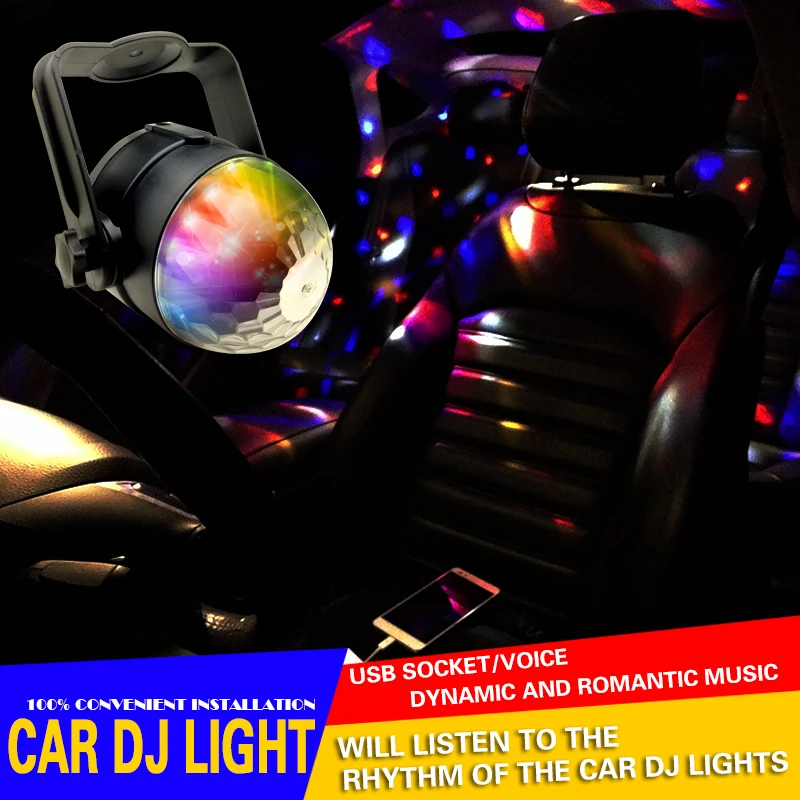 1Set USB Mini LED Stage Light Car DJ Disco Ball Light RGB Colorful LED Ball Bulb Lamp For Car Party Stage Light