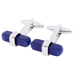 HAWSON Deep Blue Cat's Eye Stone Cufflinks Men's Fashion French Shirt Jewelry Cuff Link Buttons Best Accessories with Box