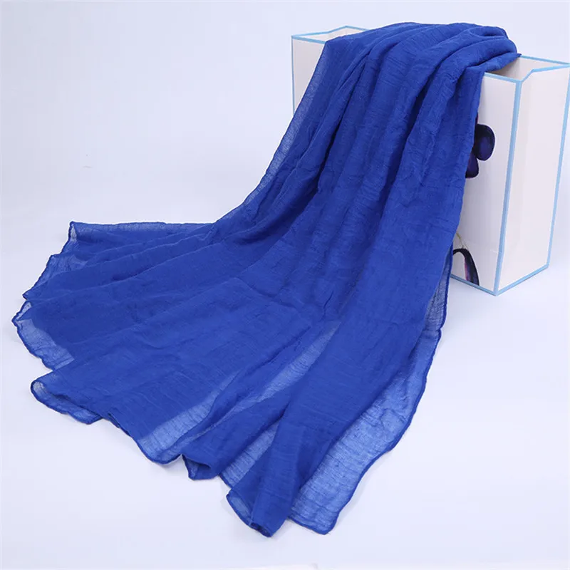 2019 Fashion Women Cotton Solid Scarf Summer Pashmina Shawls and Wraps Long Soft Female Foulard Muslim Hijab Stoles Head Scarves