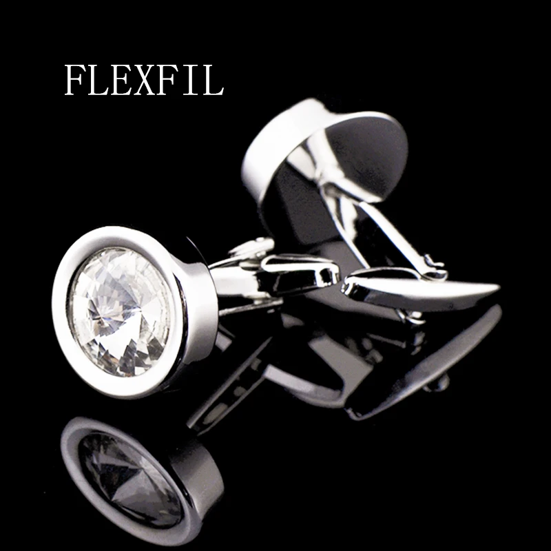 Jewelry shirt cufflink for mens Brand designer Cuffs link Button male white crystal High Quality Luxury Wedding Free Shipping