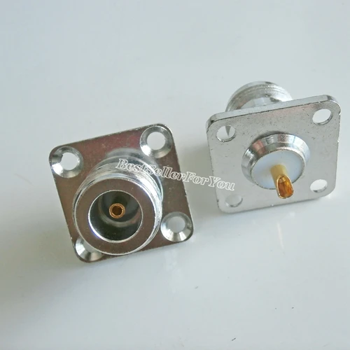 Conector N hembra de 4 orificios, 25,4mm, brida, panel de soldadura, montaje recto, 10 unidades