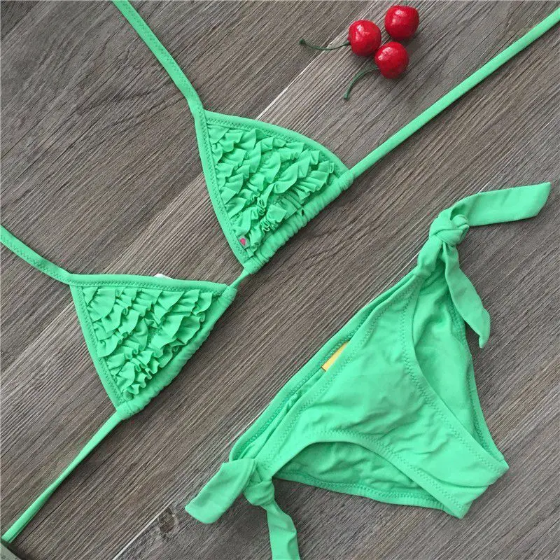 Ragazza del Costume Da Bagno 2 Pezzi Abiti Per Il Nuoto Falbala Bambini Costumi Da Bagno Delle Ragazze Bikini Set Bambini Biquini Infantil Costume