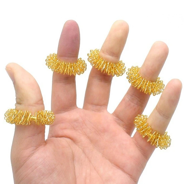 50pcs/lot Free Shipping Silver & gold Finger Massage Ring Elastic Finger Acupuncture Massager Circle Body Massage Health Care