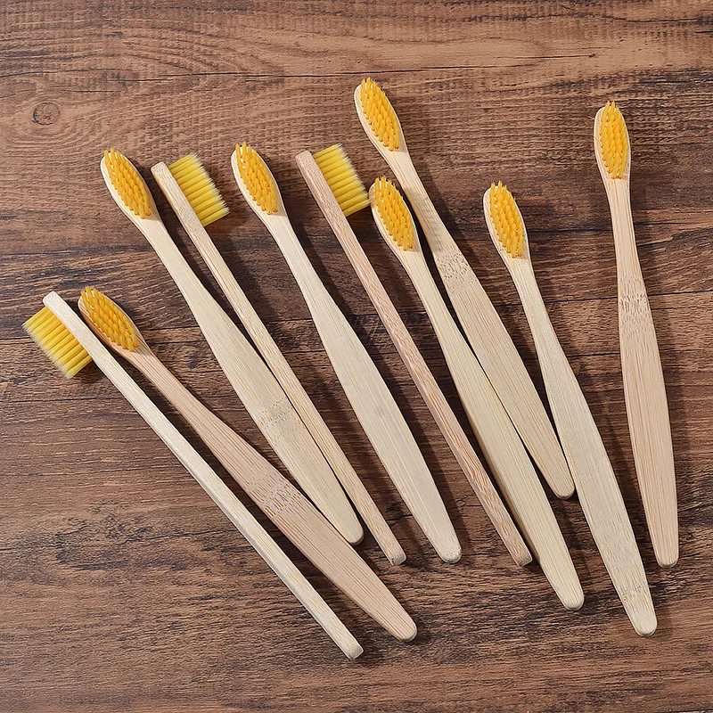 10Pcs Bamboo Toothbrush Eco Friendly Wooden Tooth Brush BPA Free Soft Bristle Tip Charcoal Adults Oral Care Toothbrushes