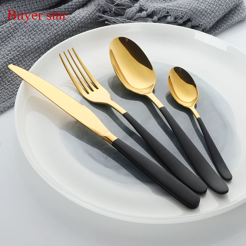 Cutlery Set Stainless Steel Tableware 24 Pieces Western Flatware Set Sliver Knife Fork Spoon Teaspoon Dinner Dining Flatware