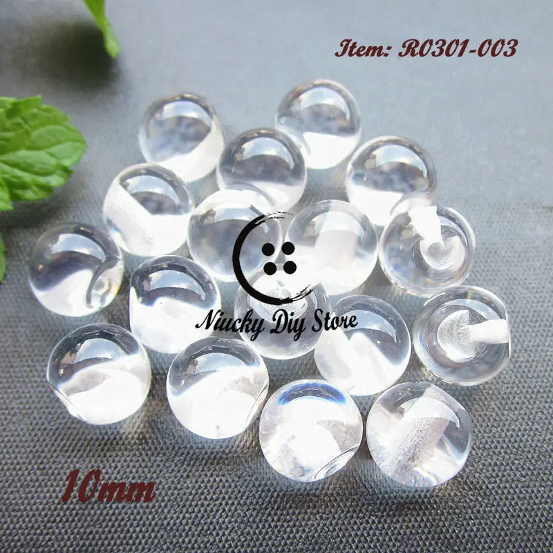 60pcs 10mm Transparent Ball Buttons Resin Crystal Buttons for Sewing Lady Spring Summer Clothing Accessories