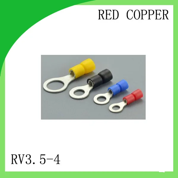 

Manufacture red copper 1000 PCS RV3.5-4 Cold Pressed Terminal Connector Suitable for 16AWG - 14AWG Cable lug