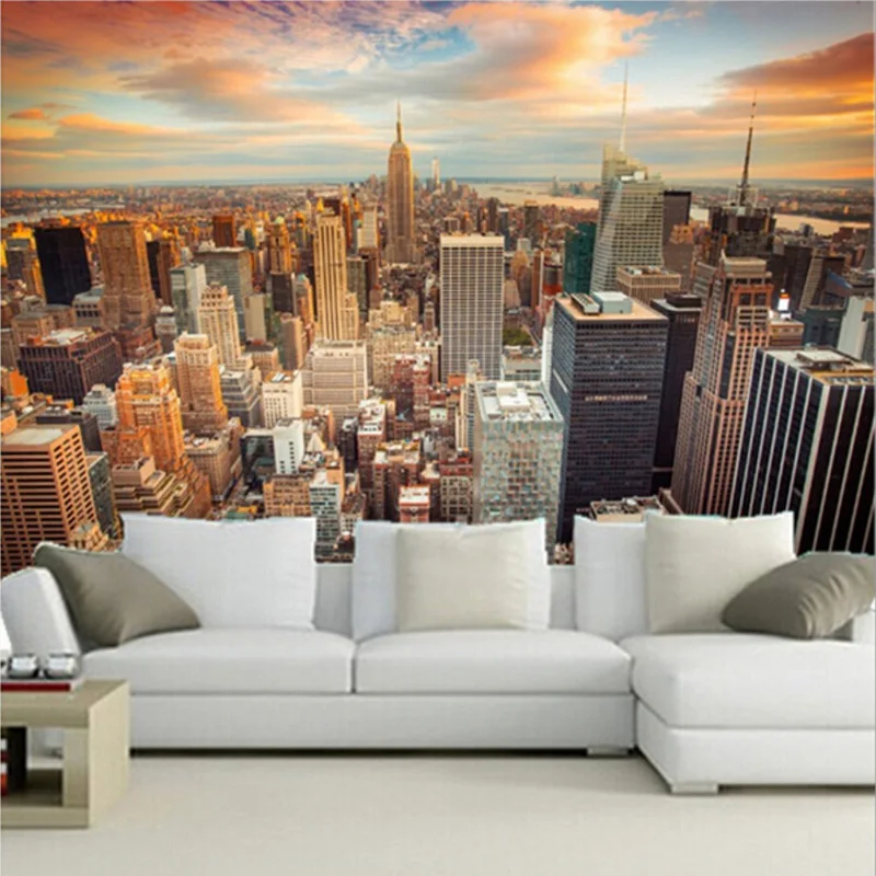 Custom Size 3D Mural Wallpapers Backdrop Modern City New York Landscape Living Room Sofa Background Home Decor Papel De Parede