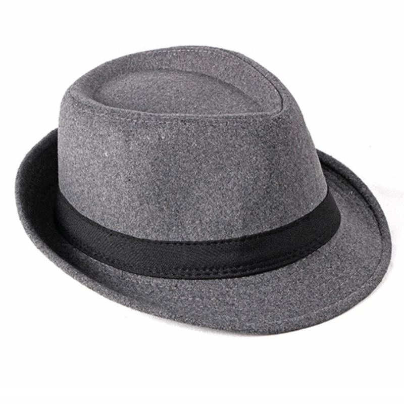 HT2202 Fedoras Winter Autumn Women Men Wool Fedora Hat Top Jazz Hat Fashion Solid Plain Trilby Hats with Band Retro Derby Hats