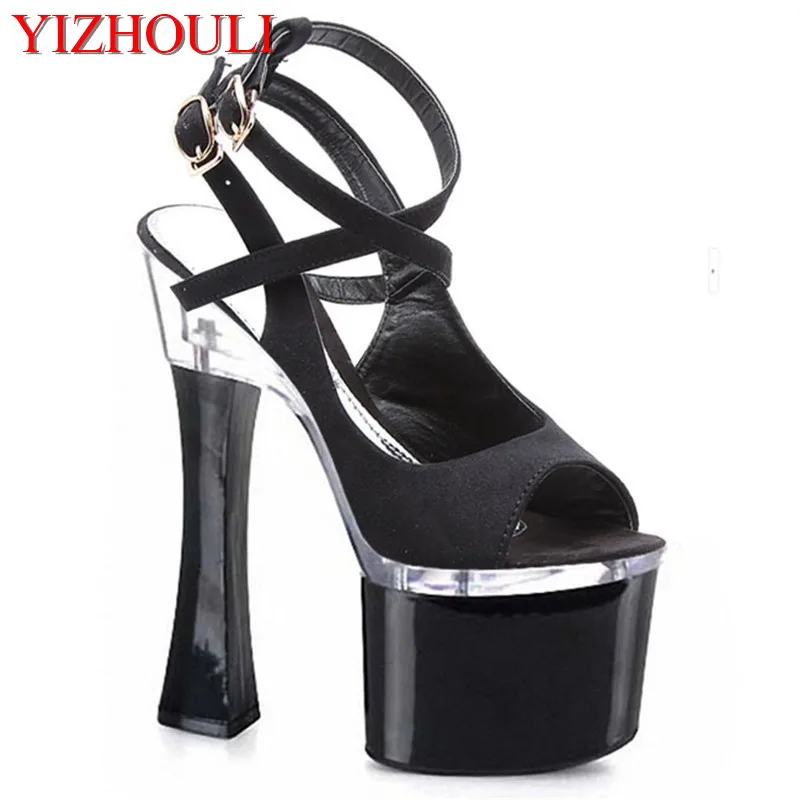 

summer new fashion Women genuine leather high heels sandals shoes fish head shoes Roman shoes Women sandals 18cm