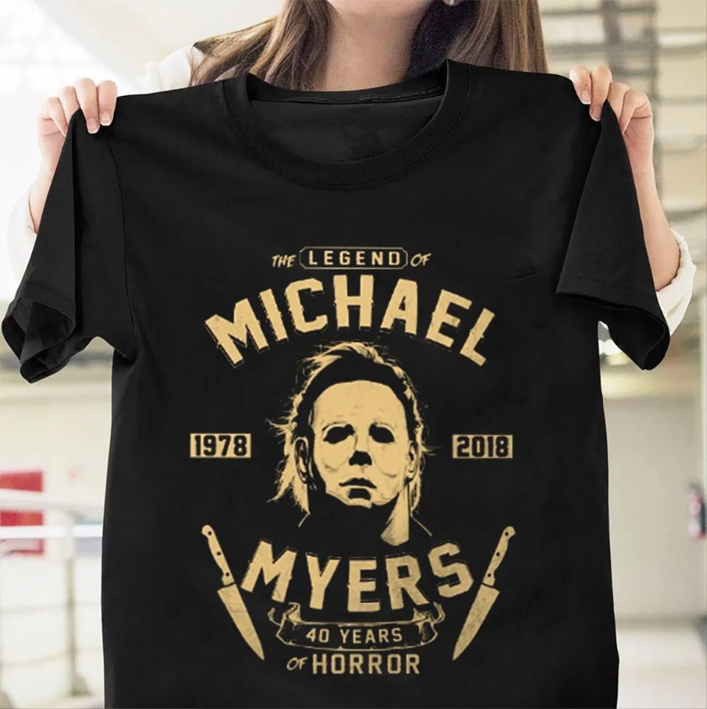 The Legend of Michael Myers 40 Years Horror T Shirt Black Cotton Men\'s Fashion Homme 2019 New Sleeve Harajuku Tops Band Shirts