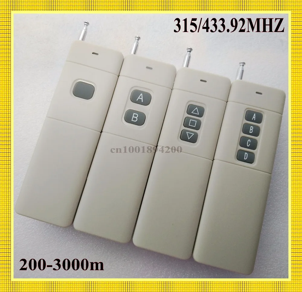 

3000M Signal Distance 2/4/6/8/12CH/ Buttons RF Wireless Remote Control/Radio Controller/Transmitter 315/433.9MHZ IC PT2260 4.7M