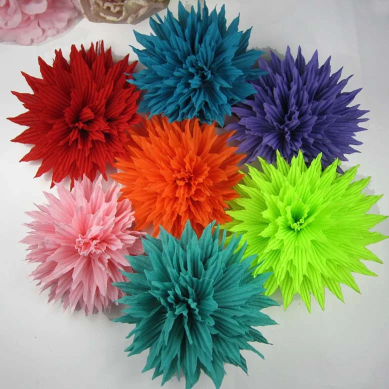 6colors for your choose 24pcs/lot  4'' silk wrinkle flower WITHOUT hair clip and brooch pin