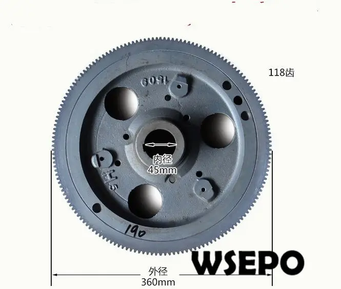 OEM Quality! Electric Start Flywheel Assy with Gear Wreath for R185/R190 4 Stroke Small Water Cooled Diesel Engine