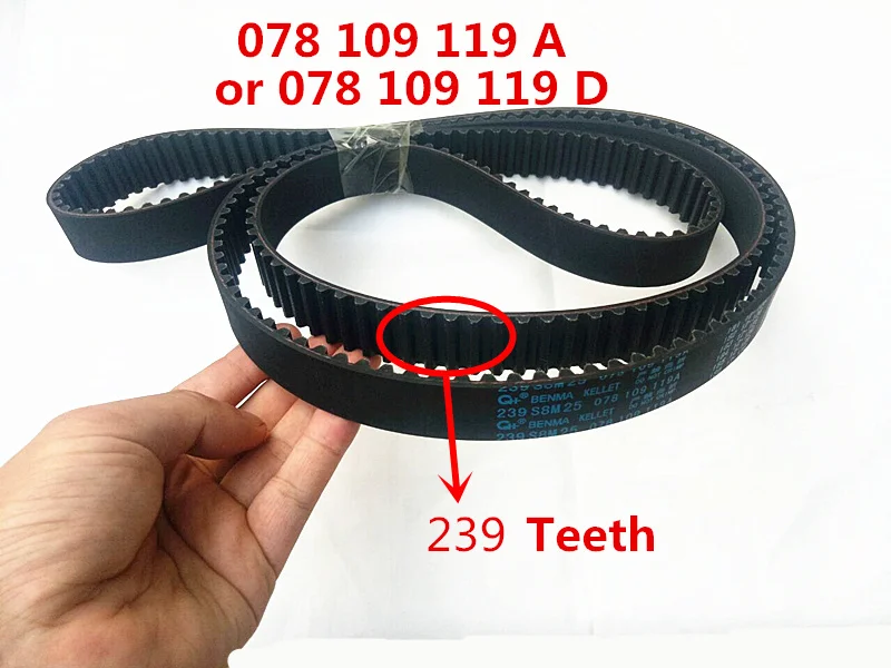 1991-1997 239 teeth  Timing Belt Fit for AUDI A4 A6 A8 80 100 C4 2.6 2.8  078109 119D 078109119A