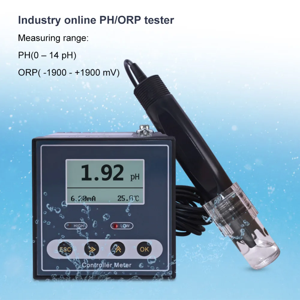 

Online Ph/ORP Meter PH-110 Digital Industrial Water Quality Monitor Tester for Sewage Detection Dosing Control Acid-Base Ratio