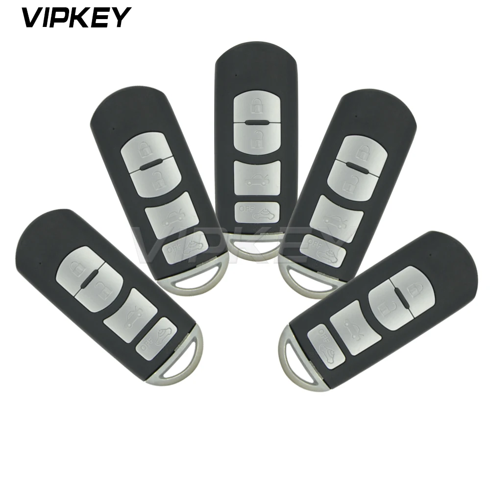 Remotekey 5pcs Smart Key Case 2009 2010 2011 2012 2013 Replacement 4 Button For Mazda CX-5 CX-7  3 5 6 With Battery Holder