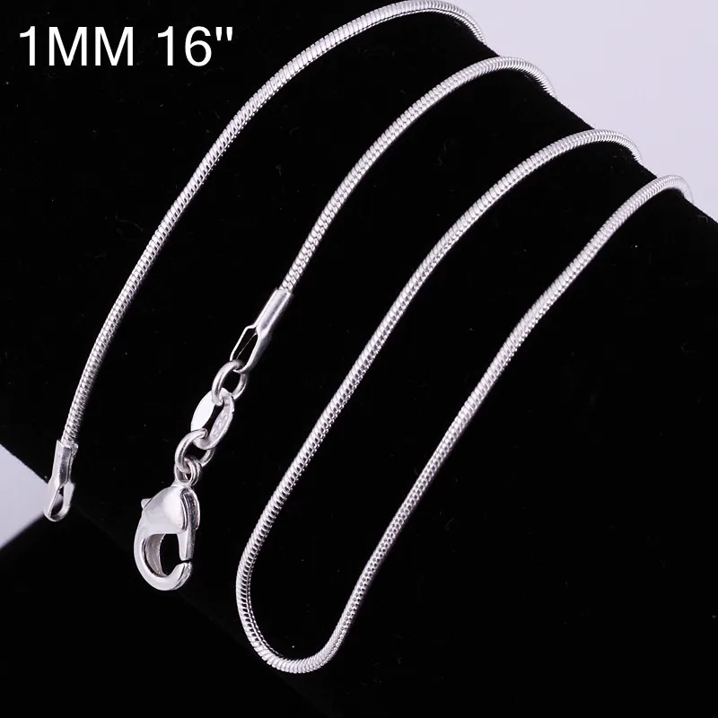 Lowest Price Wholesale Silver Color 1mm Snake Chains 10 pcs/lot Necklaces 16